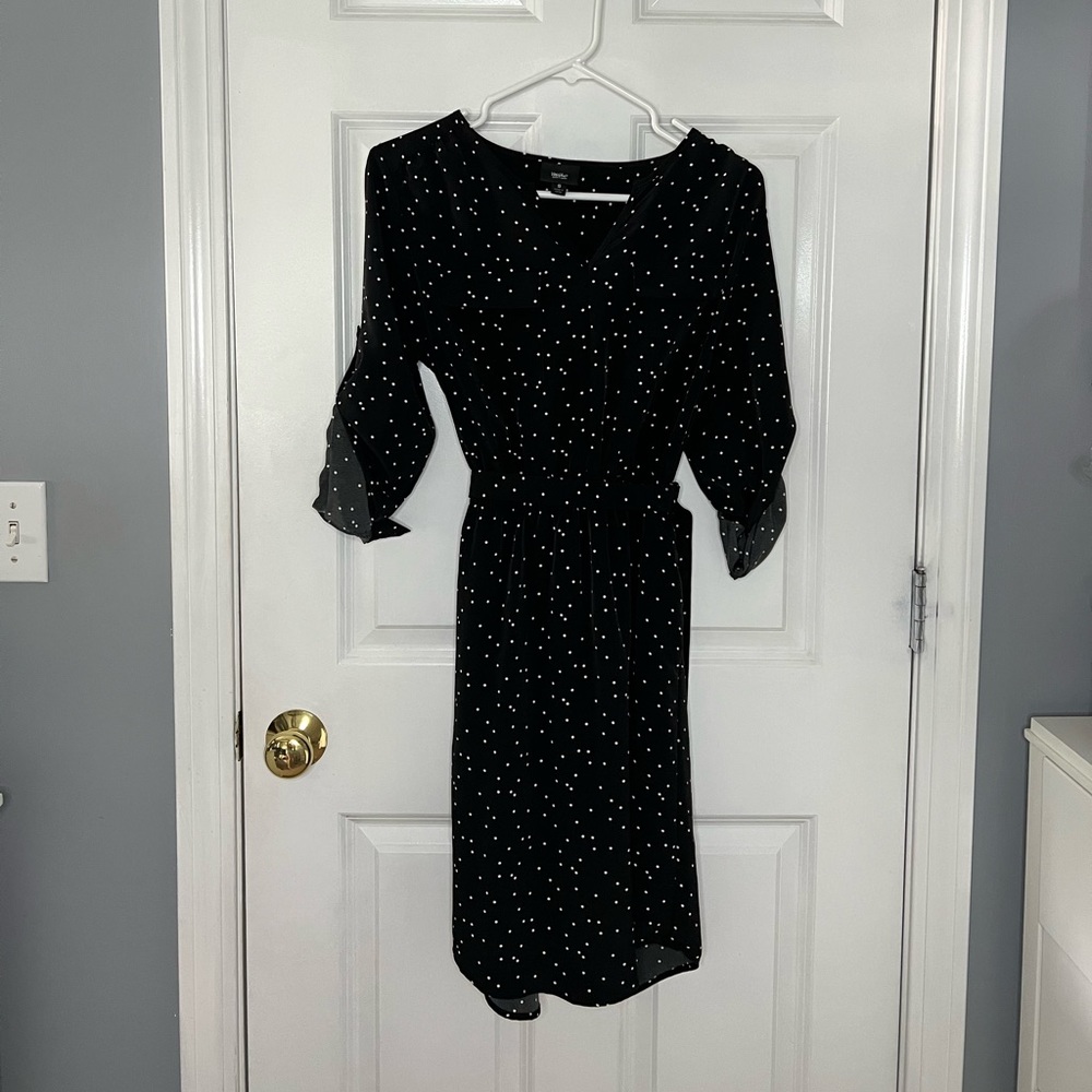 Mossimo belted black dress with white polka dots size S